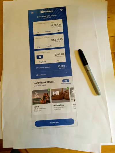 Printed concept prototype used in concept testing sessions