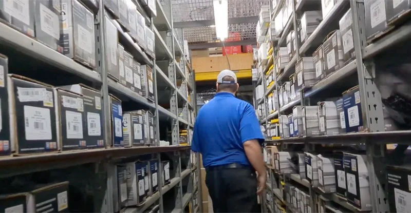 NAPA AutoCare parts stockroom during contextual inquiry fieldwork